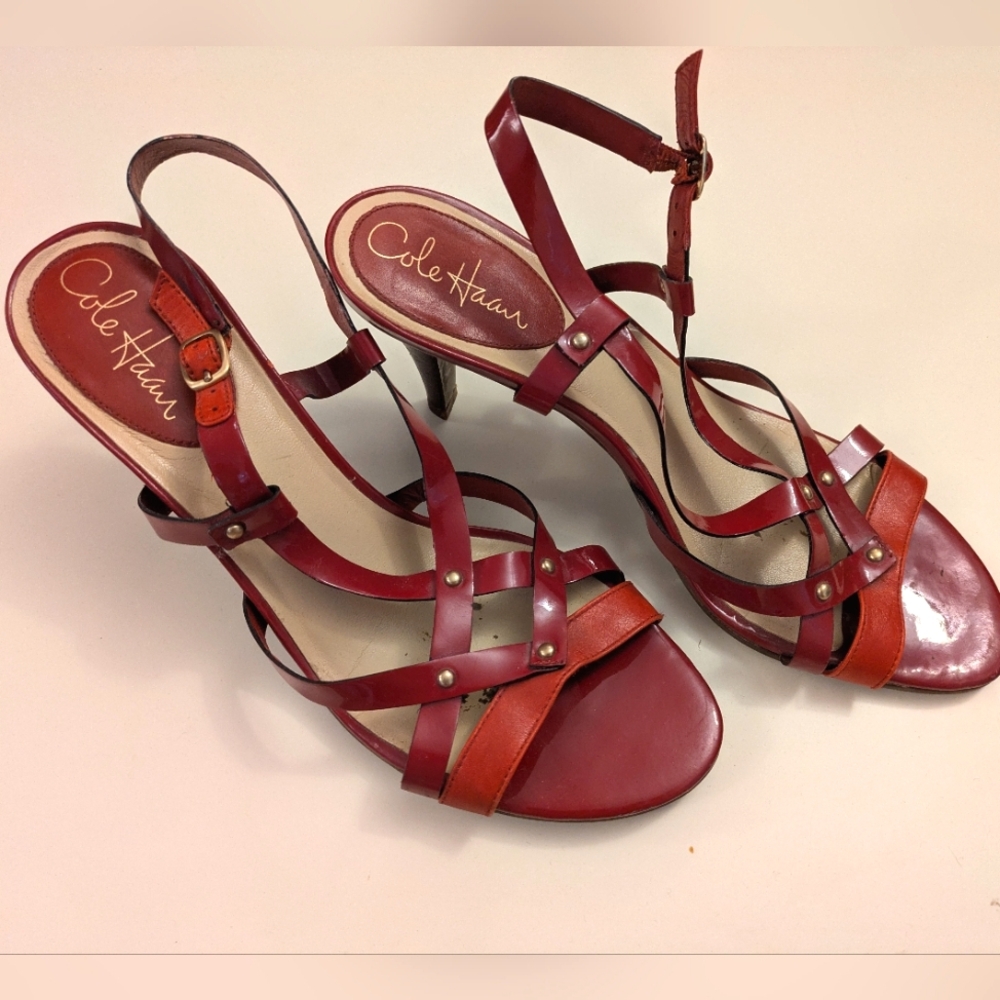 Cole Haan Red Strappy Sandals with Medium Heels